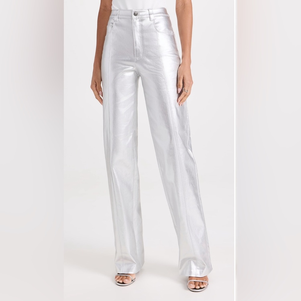 Cinq a Sept Francine Foiled Silver Pants 6